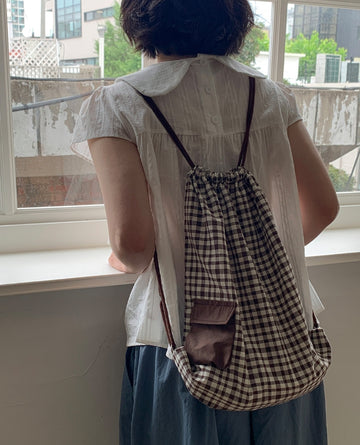 Turoli Pocket Check String Backpack